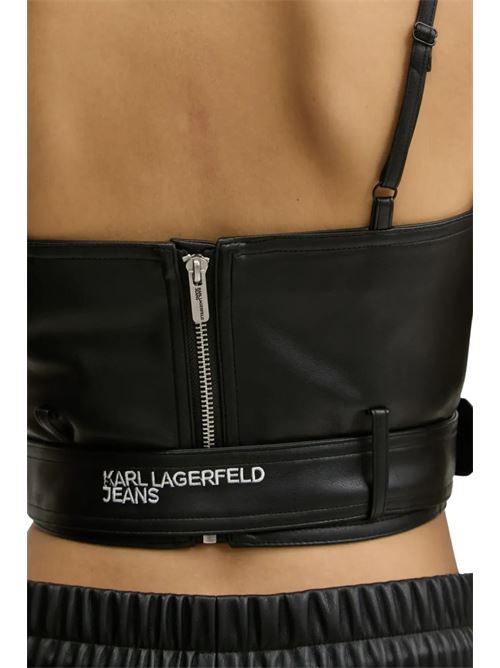 Top donna nero in ecopelle Karl Lagerfeld jeans | A1W11011999